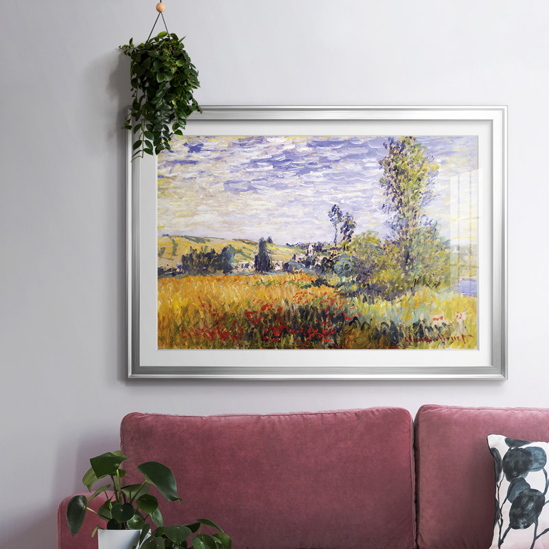 «Vethueil» encadré sur papier par Claude Monet, H 19 po x l 27 po x P 1,5 po, Argent