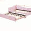 Lit de jour simple tapissier en L rembourré en forme de L avec lit gigogne, rose-219843433
