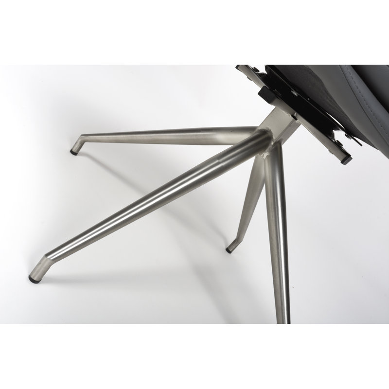 Tarboro 49cm H Upholstered Side Chair, Grey, Brushed Steel