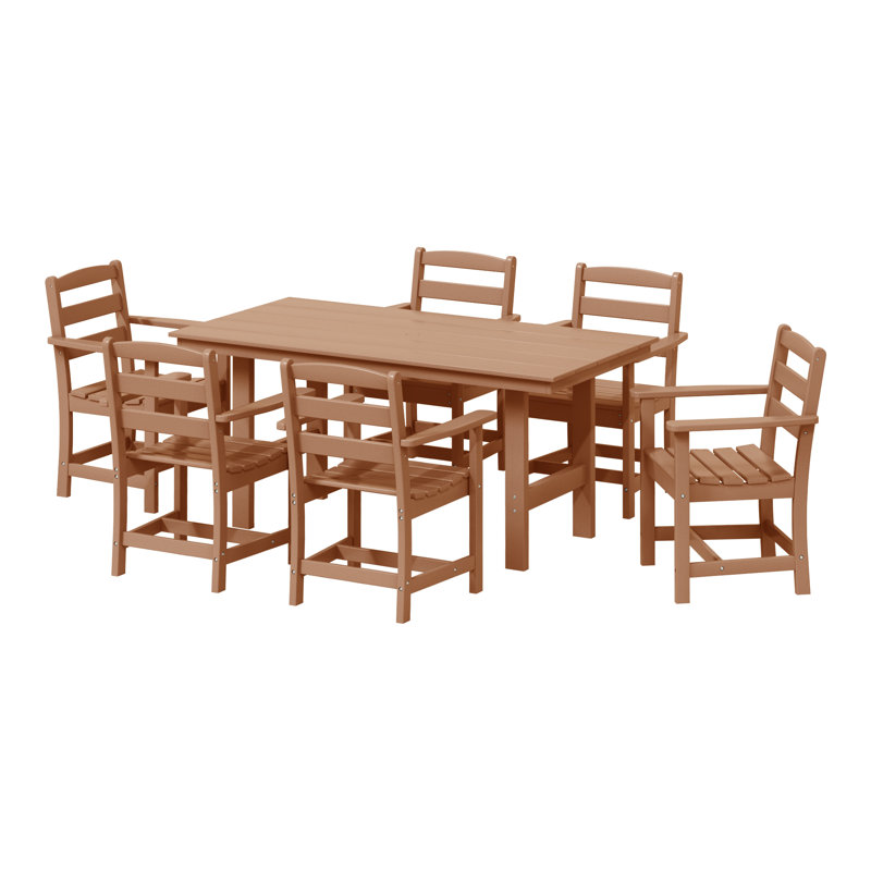 7-Piece Arm Chair Dining Set, Tan