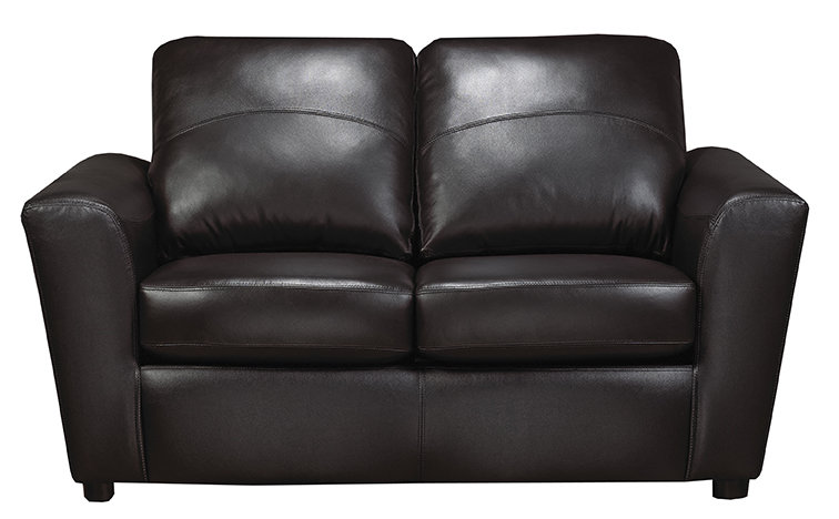Lidiya Genuine Leather Flared Arm Sofa, Black, 36" H x 64" W x 37" D