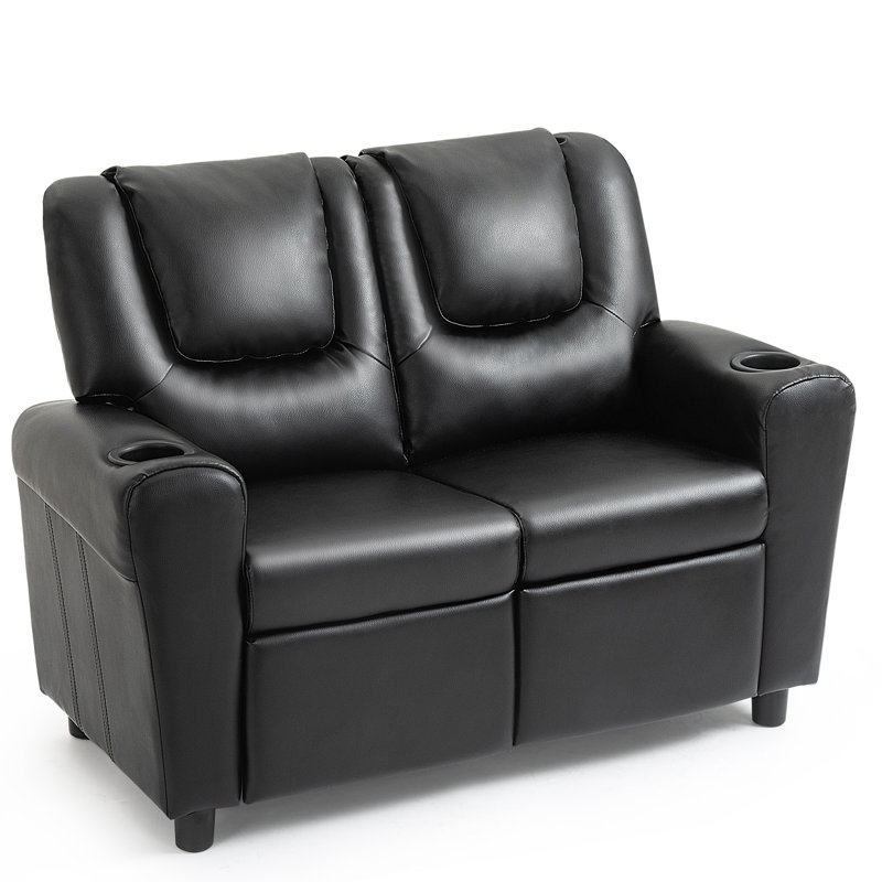 Ivanovic Kids 14.17'' PU Leather Recliner Sofa/Sectional with Footrest, Black
