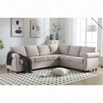 Sleeper Sofa, 2 In 1 Pull Out Couch Bed,6 Seater Sofa Bed, L Shaped Sleeper Sectional Sofa Couch,Riveted Sofa,104" Large Combined Sofa Bed In Living Room