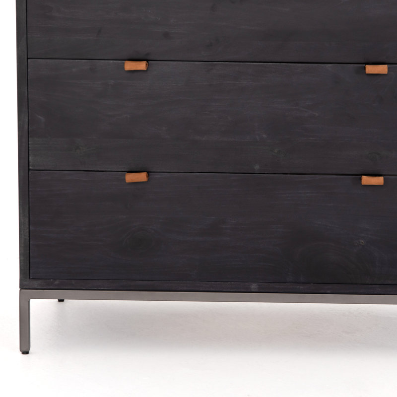 Trey 5 - Drawer Solid Wood Dresser, Black Wash Poplar
