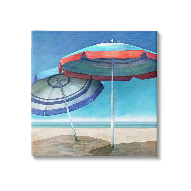 «Beach Umbrella Shadows» par Mauro Devereaux sur toile, H 36 po x l 36 po