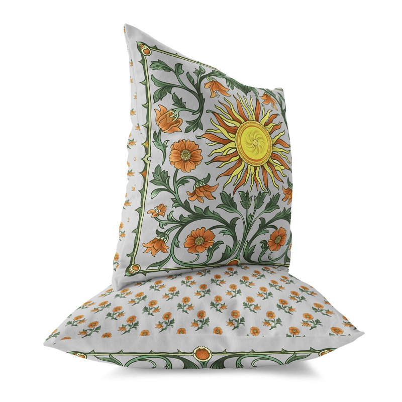 Coussin solaire Solar Elegance, H 16 po x l 16 po, Vert / Orange