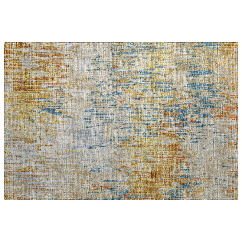 Premium Machine Washable Dream Shag ADS66 Soft Abstract Rug, Gilded, 2'6" x 3'10"