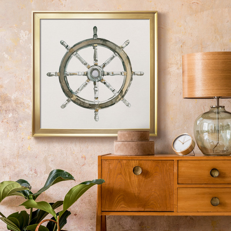 To At Helm I - Toile encadrée de qualité supérieure - prête à être accrochée, H 26,5 po x l 26,5 po x P 1,5 po, Pas de tapis