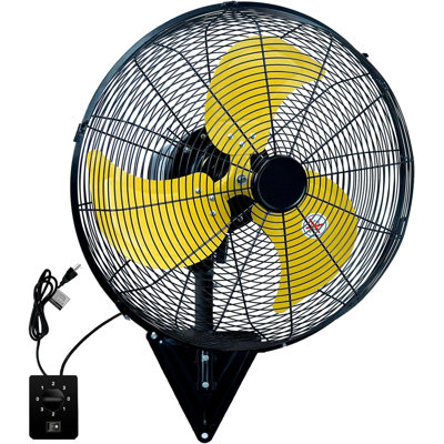 20" Oscillating Wall Mounted Fan 3-speed 6000 Cfm High Velocity Metal Fan