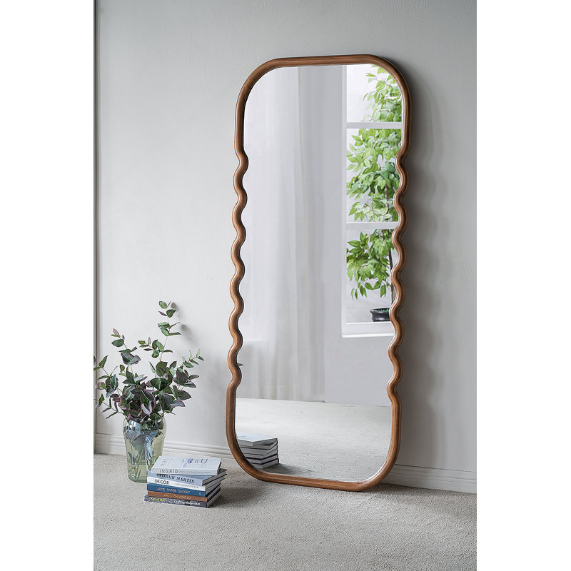 Miroir surdimensionné en bois 31,4 x 1,4 x 74 po avec cadre brun unique
