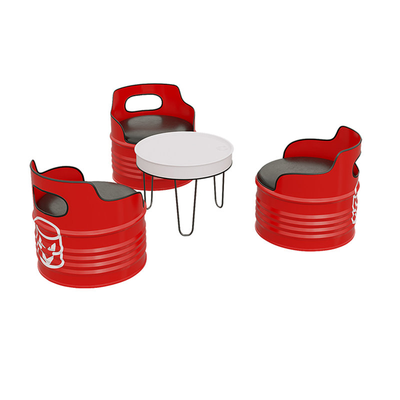 Ensemble repas rond 23,3 po Vandergriff, 4, Blanc, Rouge / noir