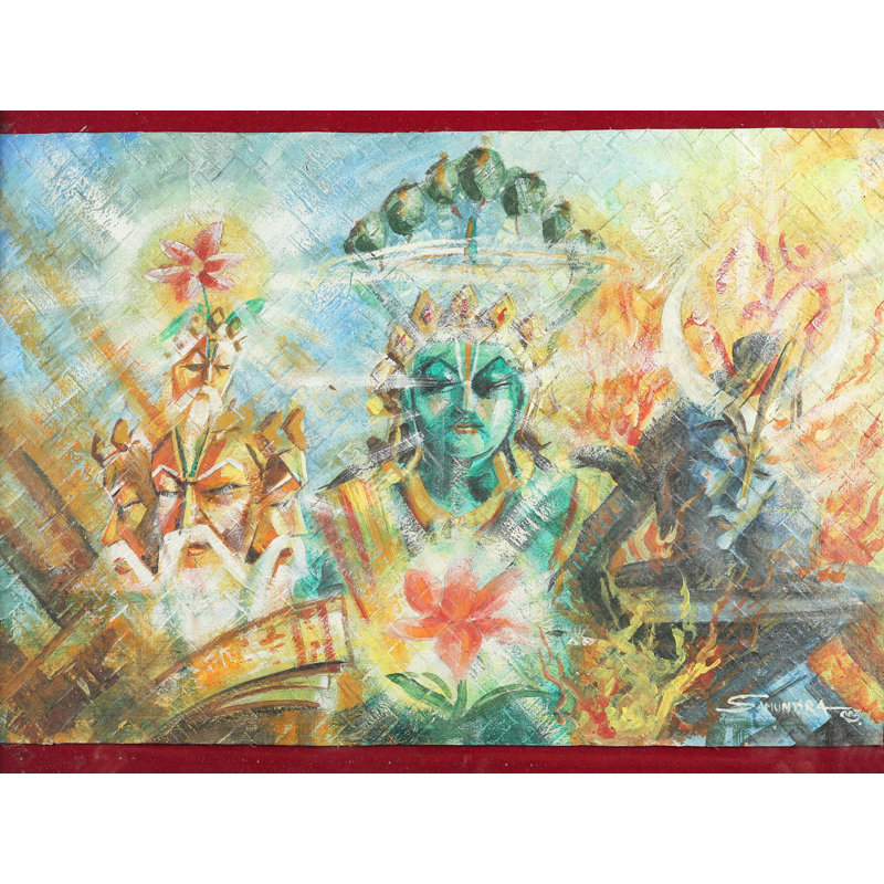 Newari Brahma Vishnu Maheshwara (Thangka sans brocart)