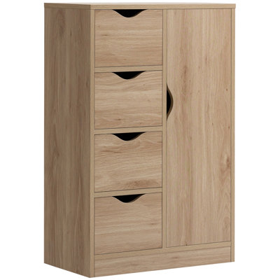 Shealene Modern Storage Cabinet, Freestanding Organizer With 4 Drawers And Cabinet For Living Room Or Bedroom