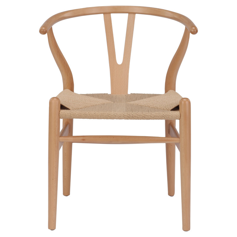 Natural Wood Wishbone Armchair with Eco-Friendly Paper Rope Seat