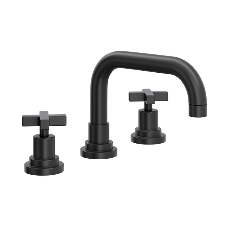Lombardia® Widespread Bathroom Faucet with Drain Assembly, Matte Black, Cross Handle