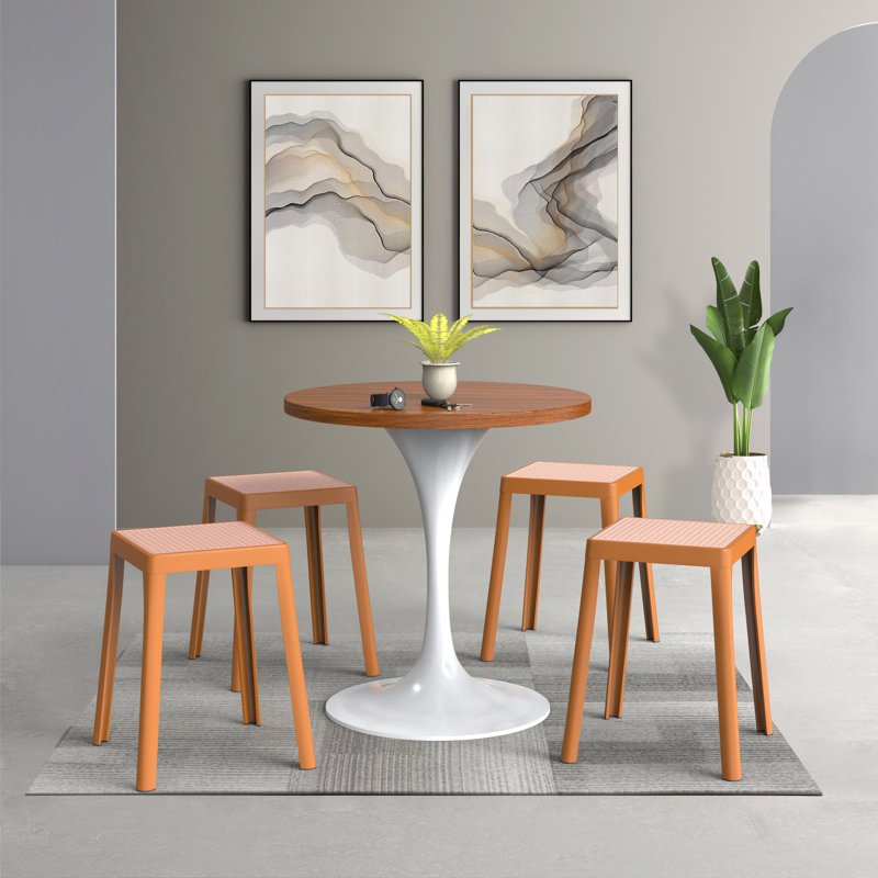 Tabouret carré en plastique empilable Dantoni, Jaune