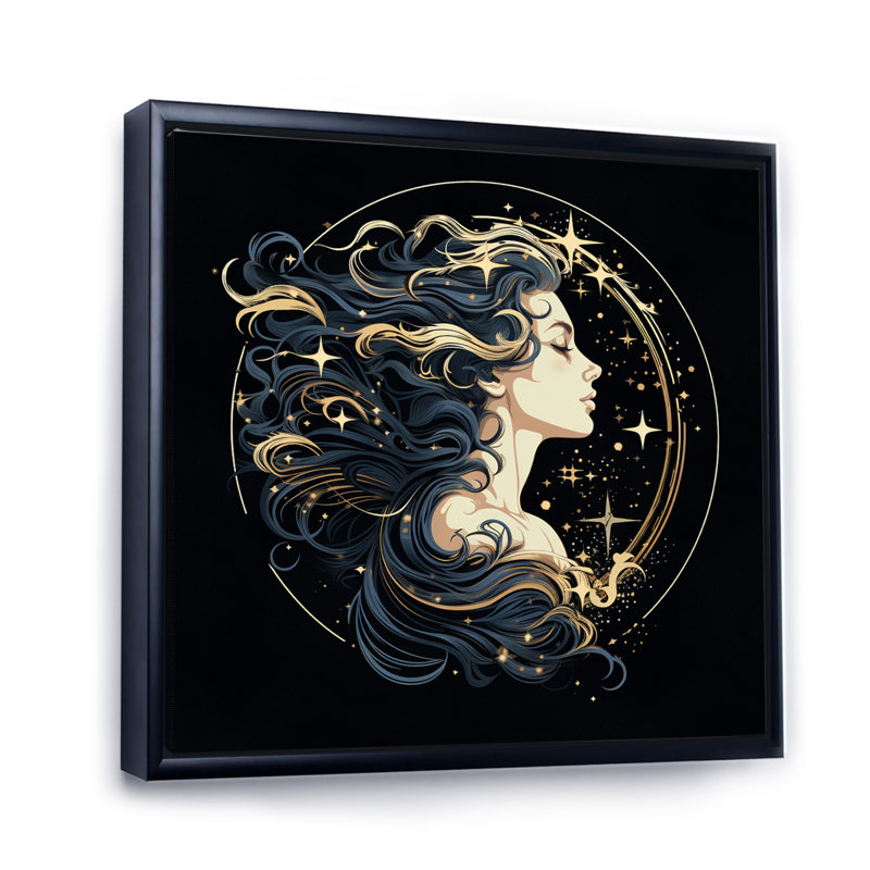 Astrologique Stargazer I, H 16 po x l 16 po x P 1 po, Cadre flottant noir