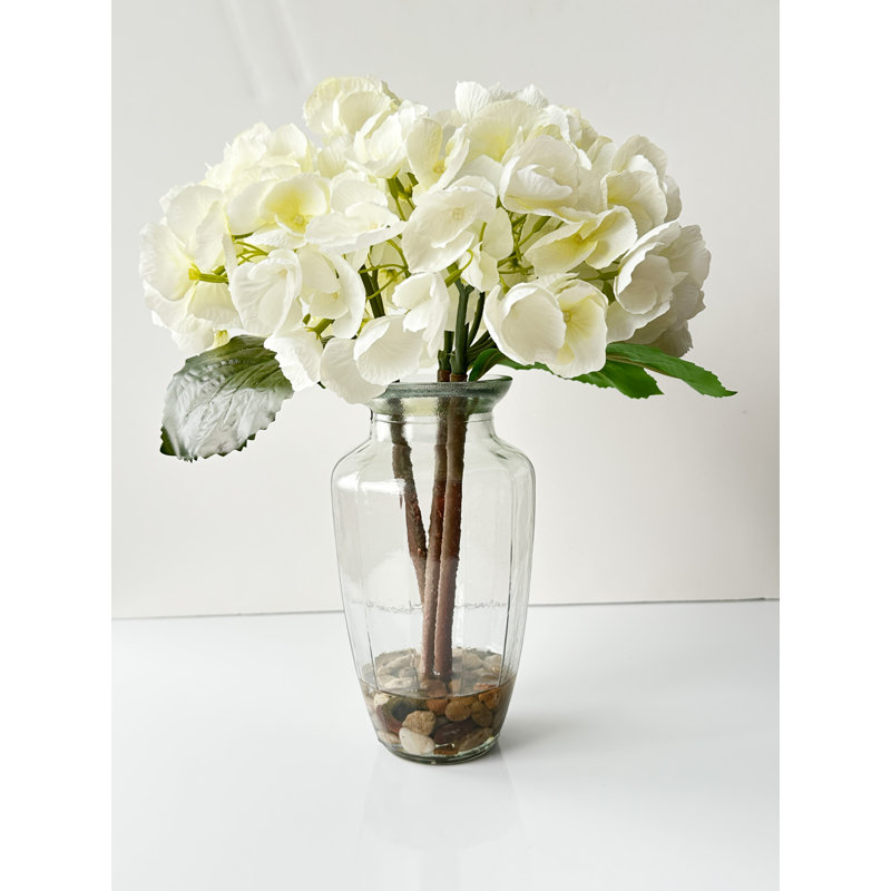 White Silk Hydrangeas In Vase
