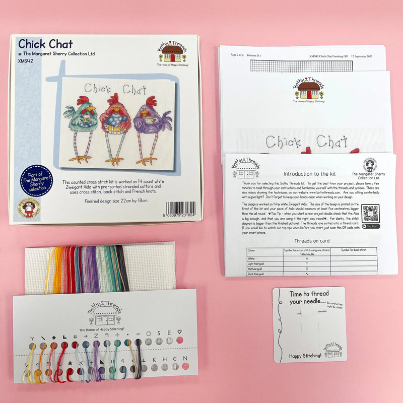 Kit de point de croix compté Chick Chat de Bothy Threads XMS42
