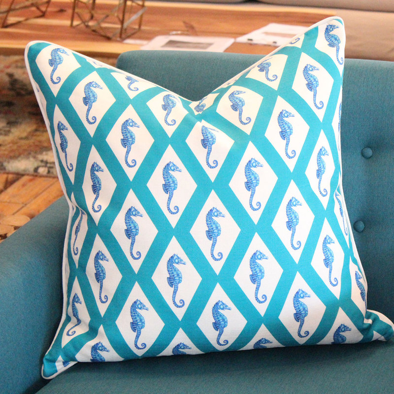 Coussin Capri, H 20 po x l 20 po x P 6 po, Turquoise