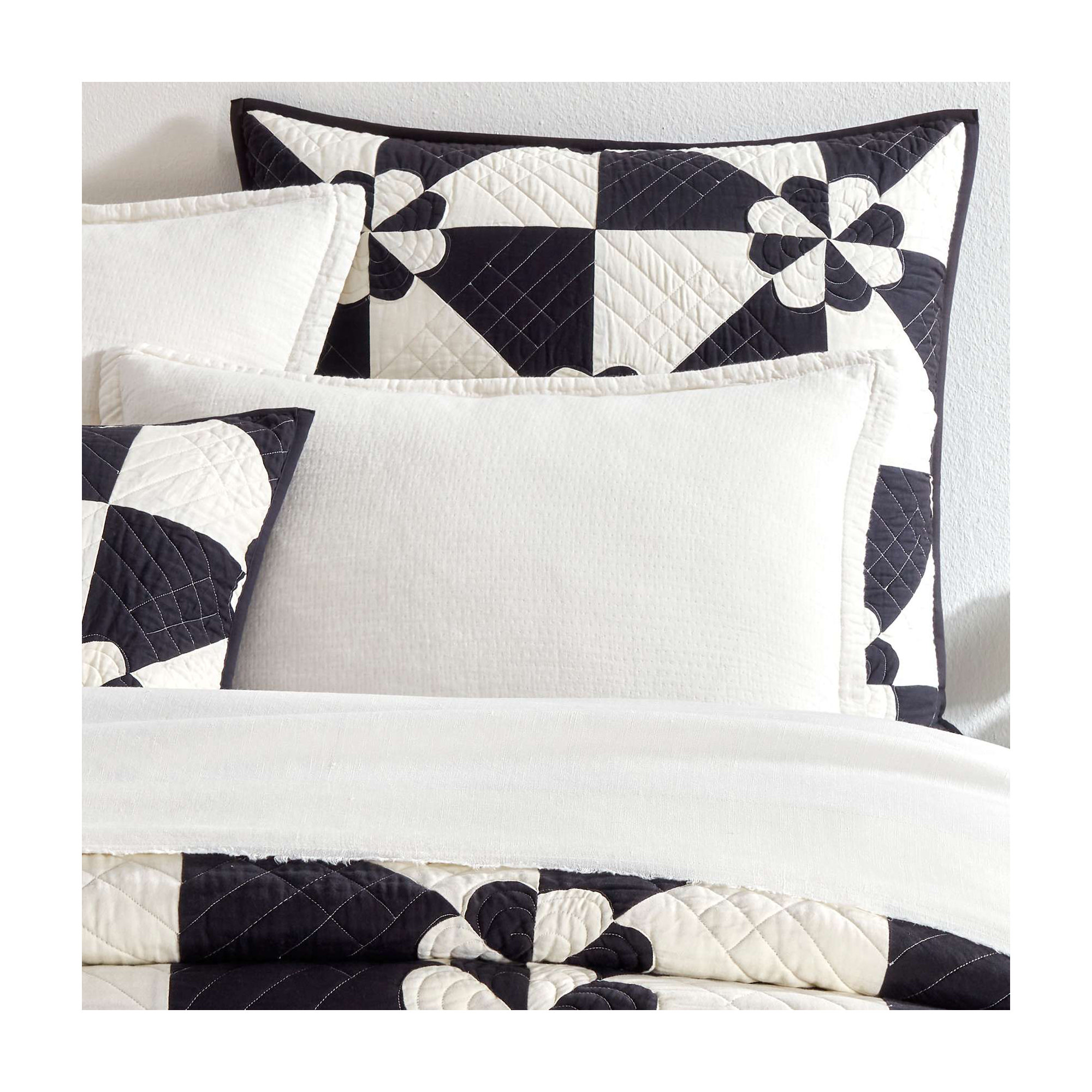 Sunny Side Quilted Sham, Black, King