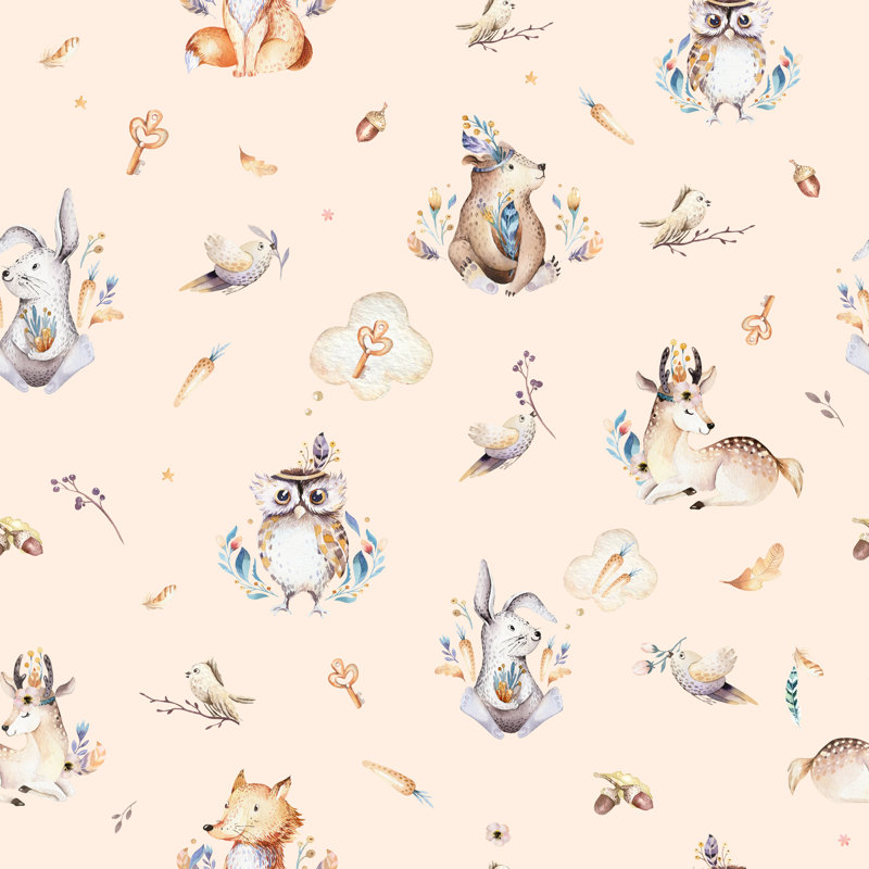 Baby Animals Nursery - Wrapped Canvas Print, 91cm H x 91cm W x 3.8cm D