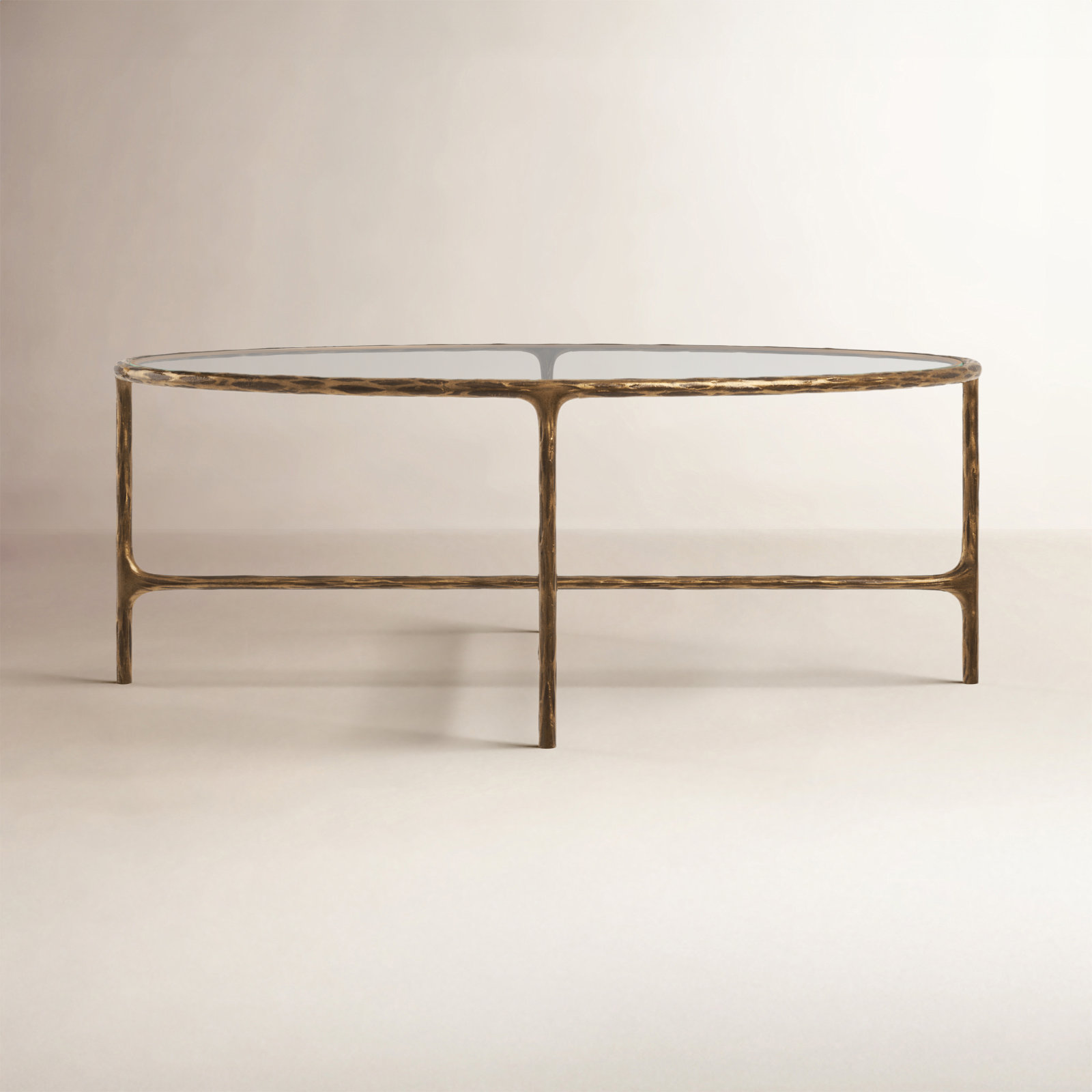 Evelynn Coffee Table, Brass, Clear
