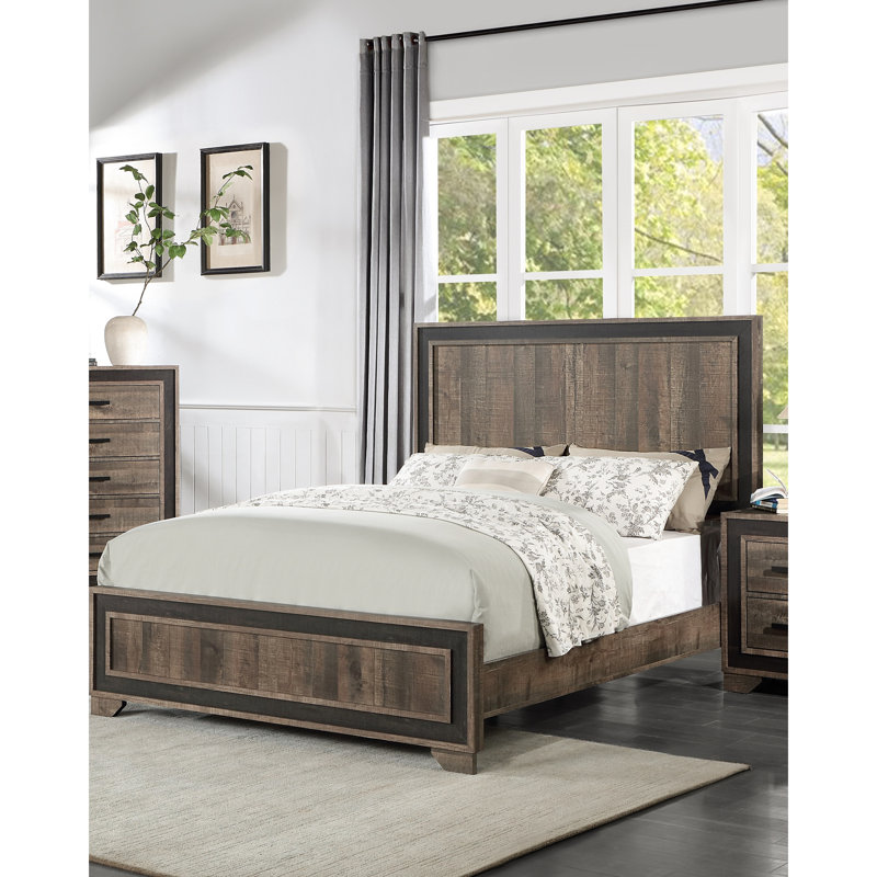 Chêne avec tête de lit haute et grand lit 1pc
