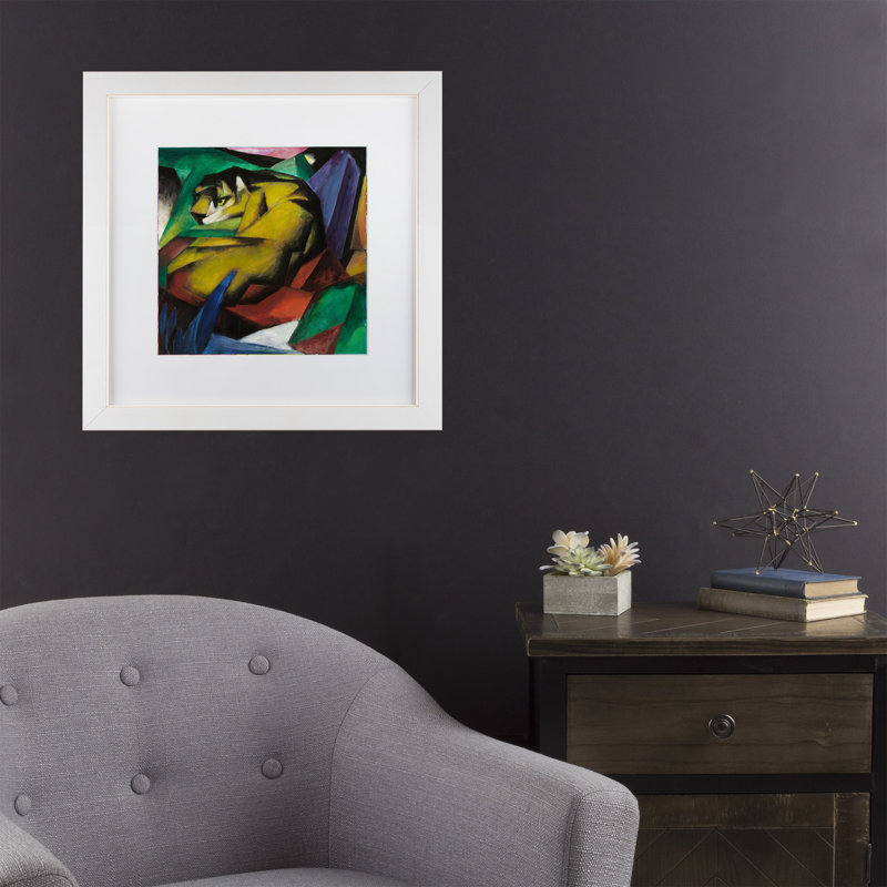 « the tiger », reproduction sur toile, H 11 po x l 14 po x P 0,5 po, Cadre blanc, Blanc