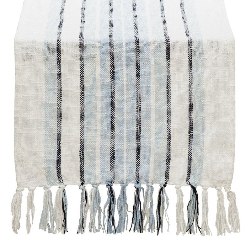 16x80 SONYA STRIPE Slub Self Fringe Ends Runner