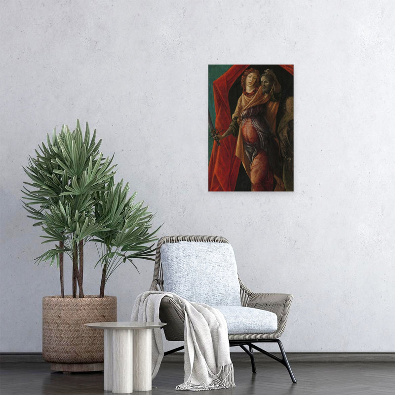 Judith tenant la tête d'Holopherne, 1497. Estampe d'art mural abstraite et contemporaine., H 24 po x l 16 po