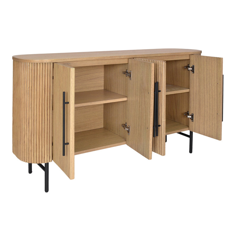 Penelope 59.1" Solid Wood Fluted Sideboard, Now Fully Assembled, Natural