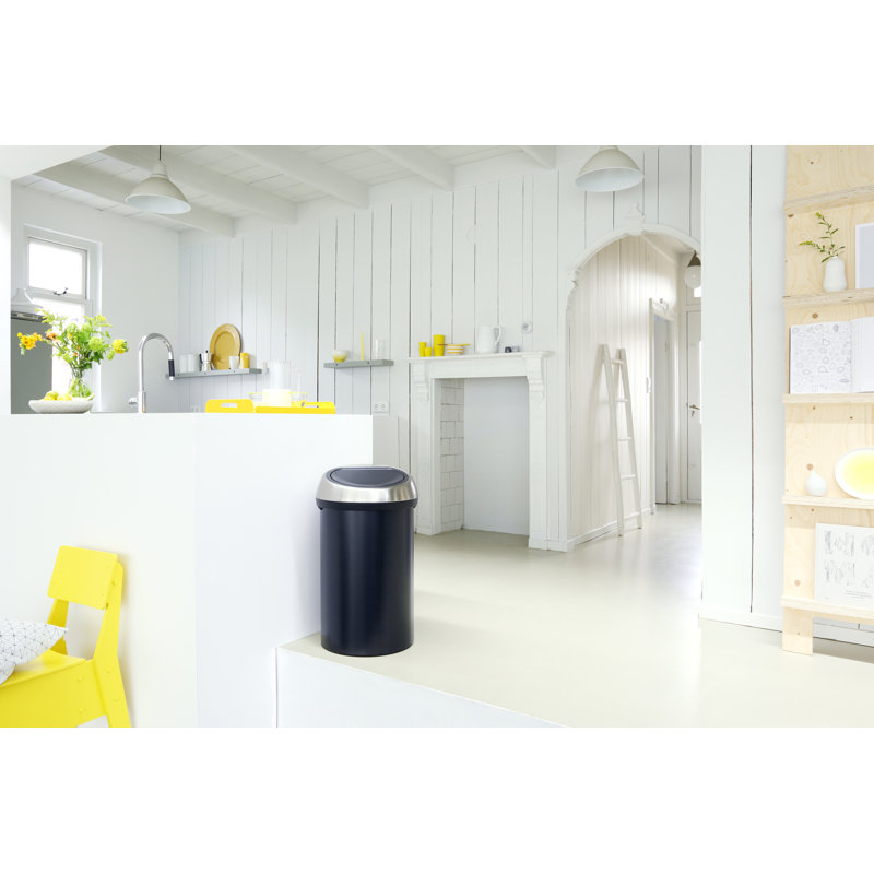 Brabantia 60 Litre Touch Bin, Matt Black / Matt Steel