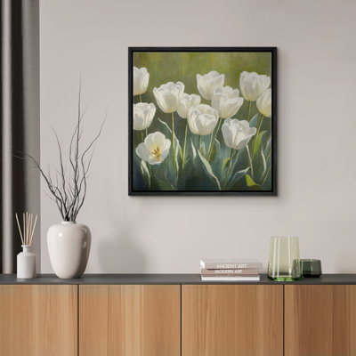 Reproduction d'art sur toile encadrée - œuvre d'art botanique florale rétro pour le décor du salon