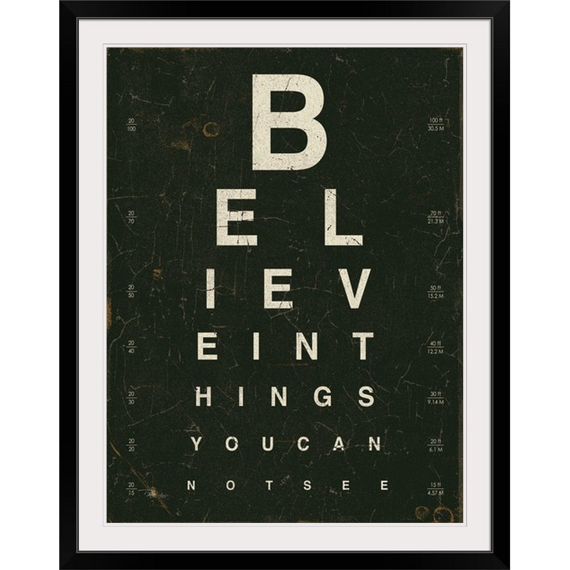 « eye chart iii », art textuel, H 48 po x l 36 po x P 1,5 po, Toile