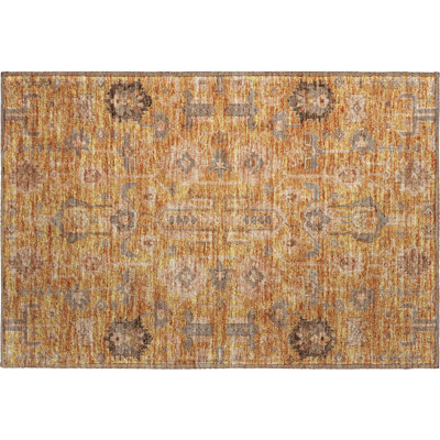 Premium Machine Washable Prisco Terracotta Rug