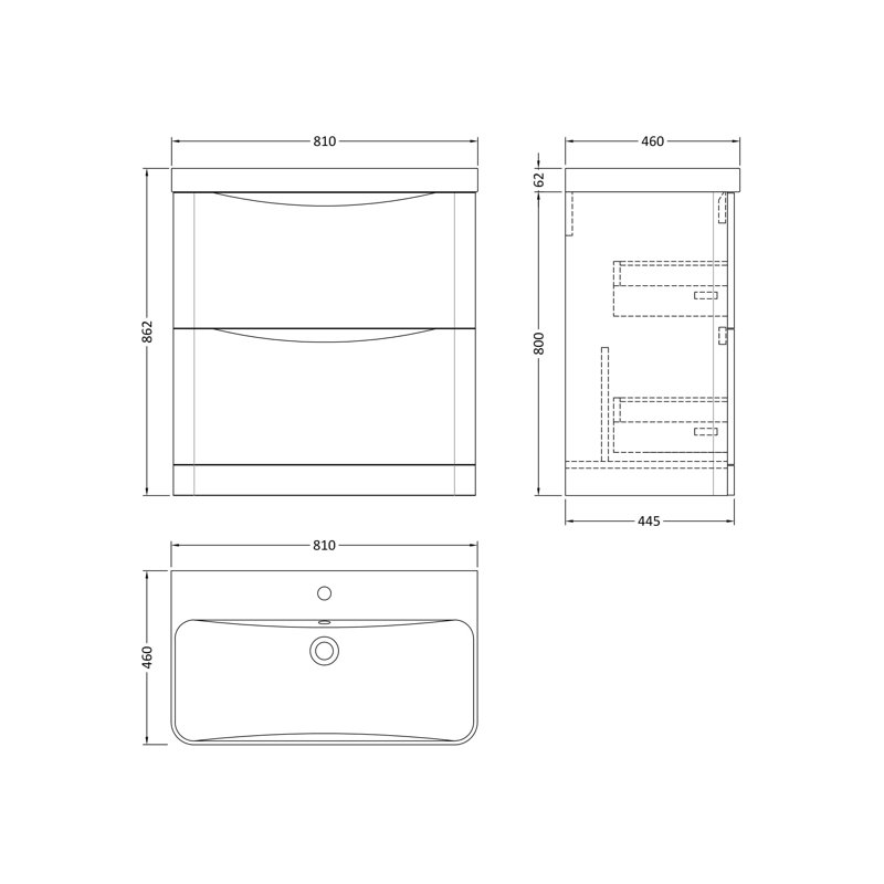 Lunar Bathroom Vanity, Satin Blue, 80.7 cm W