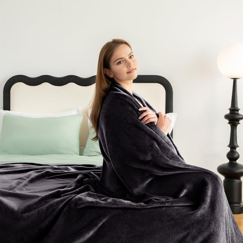 Couverture en molleton grand - 300 g / m², Grand lit, Noir