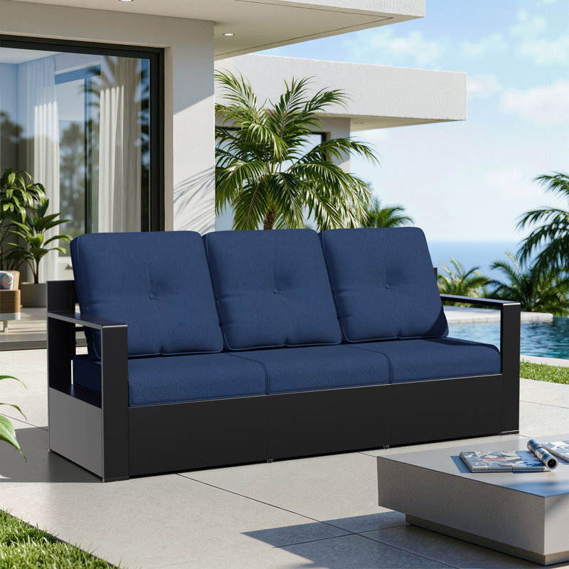  Adwin Outdoor 4"Deep Seat Cushion Set With Olefin Fabric,6 Colors Available(Set of 4), 4, Blue