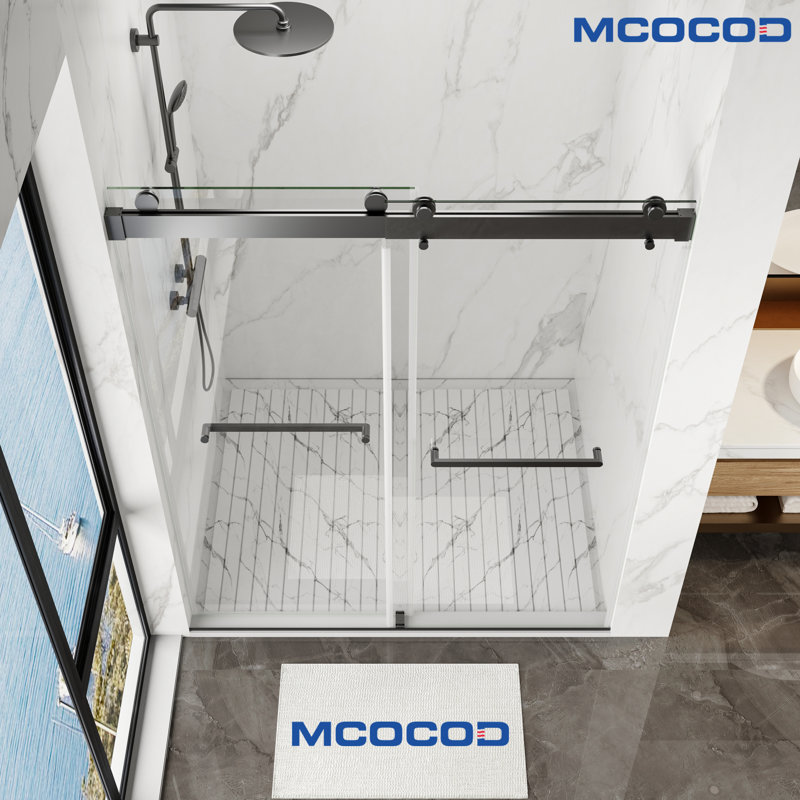 Opal Mirage MCOCOD 56-60.75" W x 72" H Double Sliding Frameless Soft Close Shower Door with 3/8"(10mm) Clear Glass