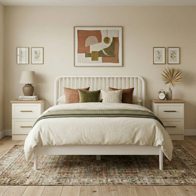 Kentwood Solid Bed Pair with Bedside Table 2 Piece Bedroom Set