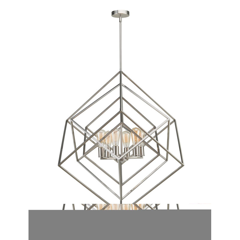 Lustre géométrique à 6 lumières, Nickel brossé