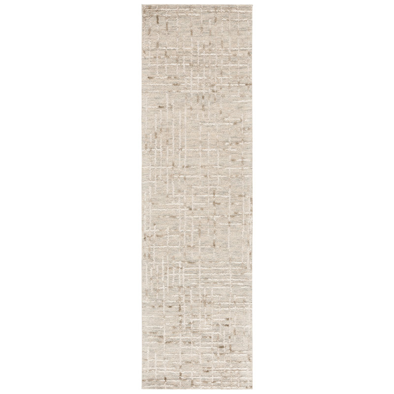 Venesta Hand Tufted Wool/Cotton Abstract Rug in Beige/Gray/Sage, Runner 2'3" x 8'