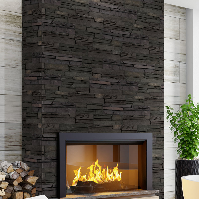 Terraforma 9 in. x 20 in.Manufactured Stacked Stone Ledger Corner Wall Tile, Marin Gloam