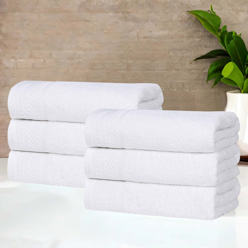 Essuie-mains mi-longs en coton gaufré texturé Honeycomb, Blanc