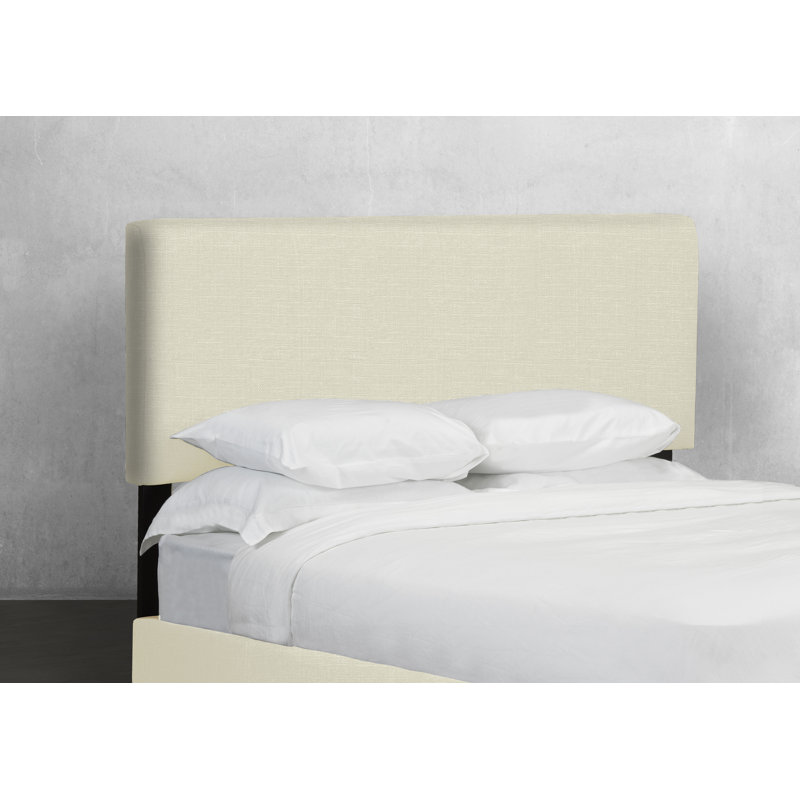 Tête de lit tapissier à panneau Waldrop, Style lin - blanc cassé, Double