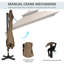 Parasol excentré 10 pi avec base, rotation 360 °, motif à double plateau, 8 nervures, inclinaison facile, manivelle, plateau double café, fonction d'inclinaison,