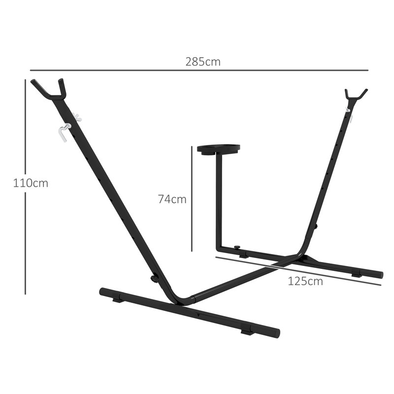 Brintney 9.4ft Hammock Stand Only with Side Tray, for Hammocks, Black