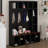 Farmhouse Entryway Bench With Coat Rack, Hall Tree With 6 Hooks, Walnut Storage Bench With Adjustable Shelves, 13 Cubbies-615598634