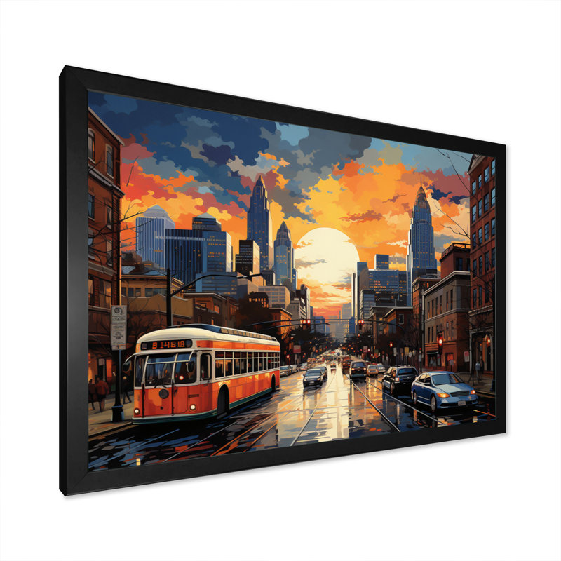 City Charlotte Collage II sur toile, H 16 po x l 32 po x P 1 po, Cadre simple noir